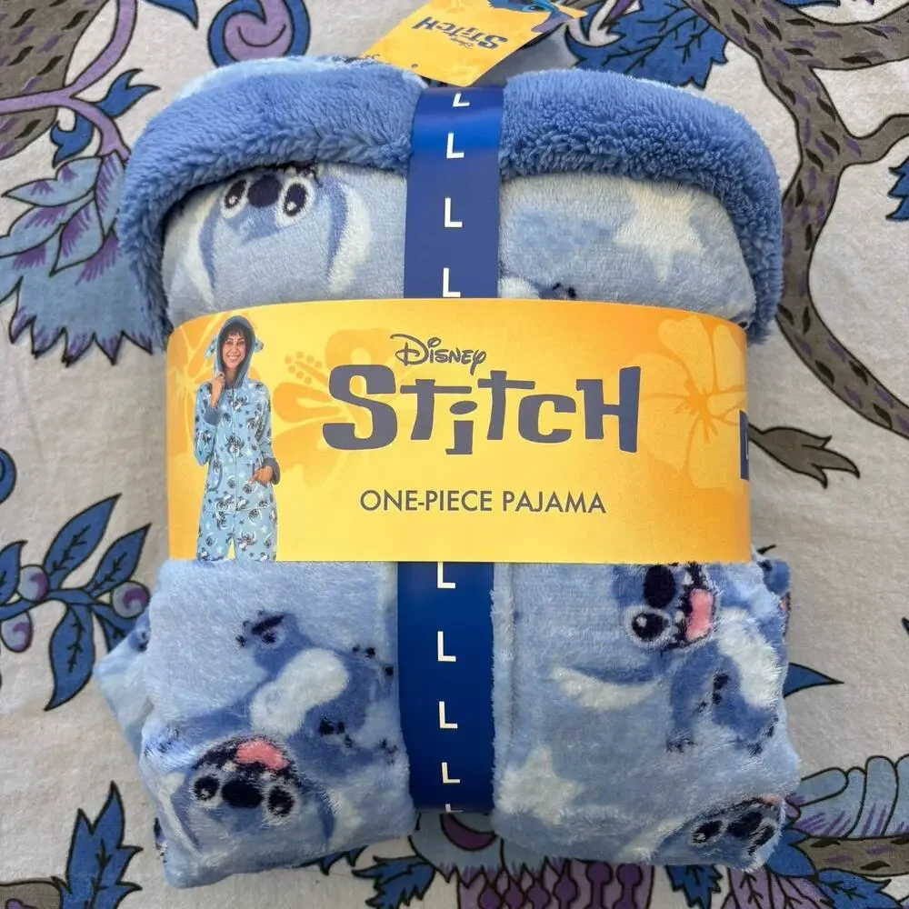 Lilo And Stitch NWT One piece Pajama With Hood Adult Unisex Large - Picture 2 of 5